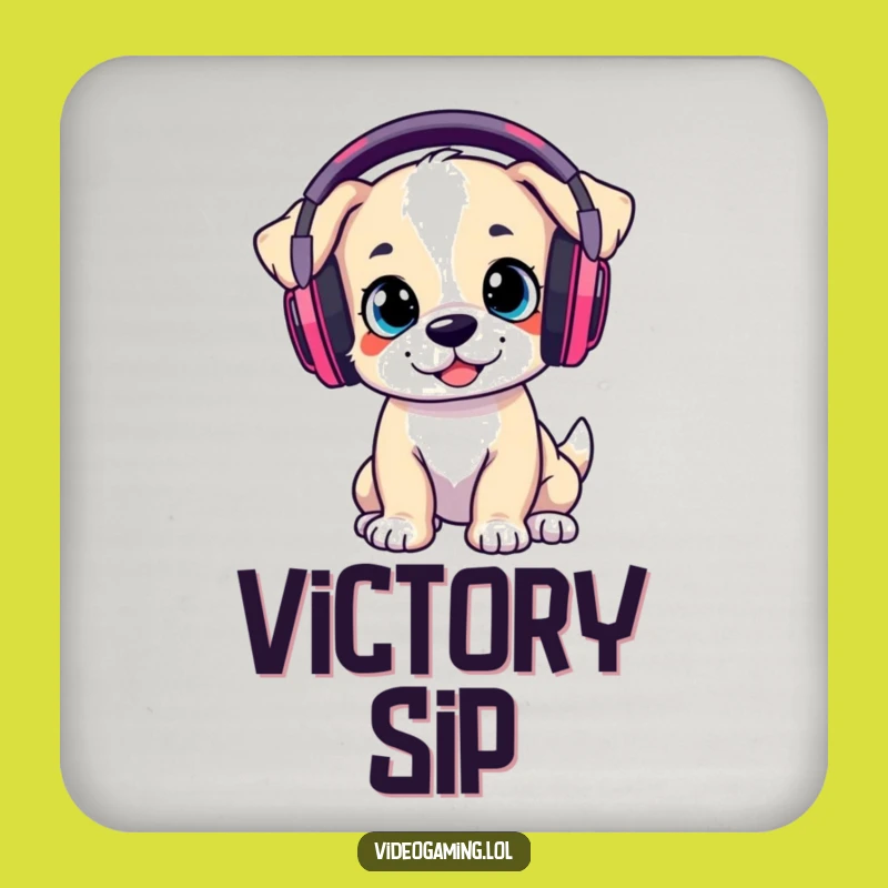 Funny Gaming Puppy Drink Coaster Set: Gamer Protection, Clever Funny Gift!