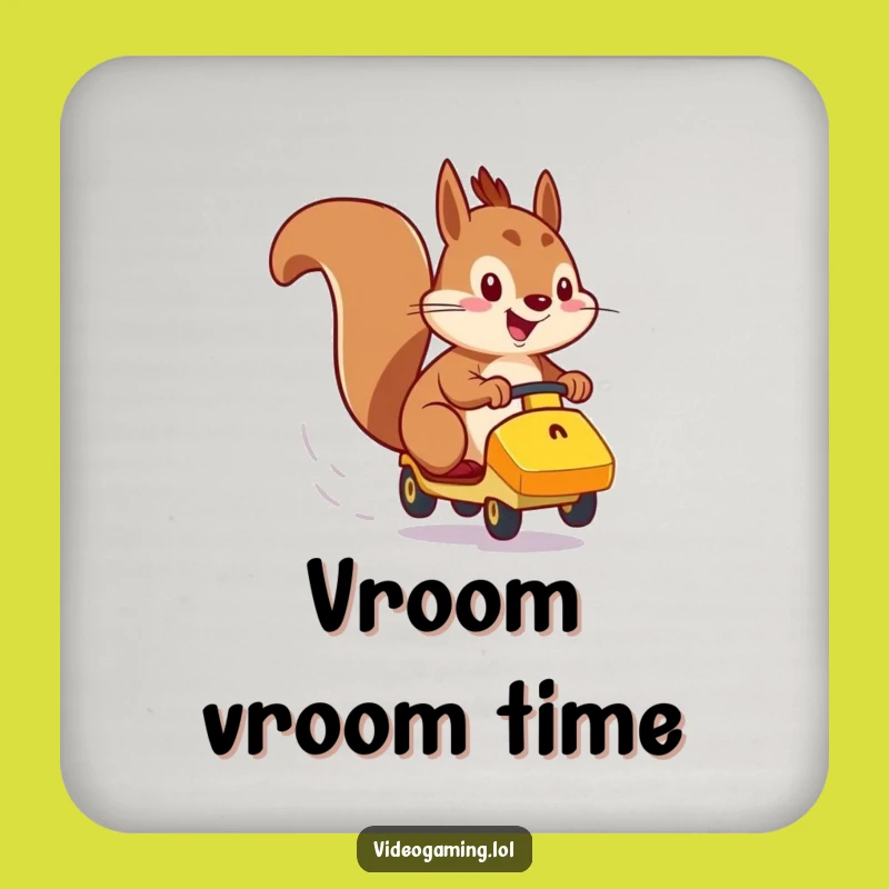 Funny Squirrel Racer Coaster - Protect Surfaces & Energetic Gift