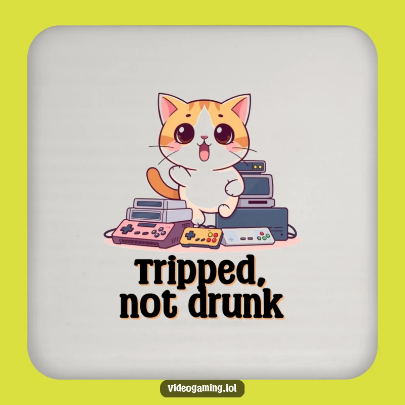 Funny Surprised Cat Coaster: Hilarious Gamer Protection for Console Chaos
