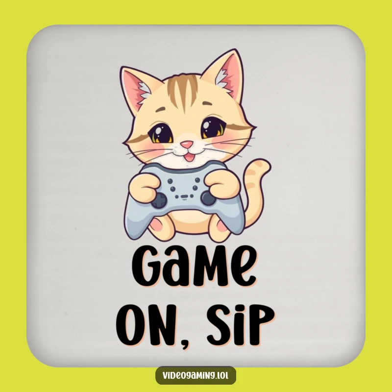 Funny Cat Gamer Coaster: Protect Surfaces with Focused Style