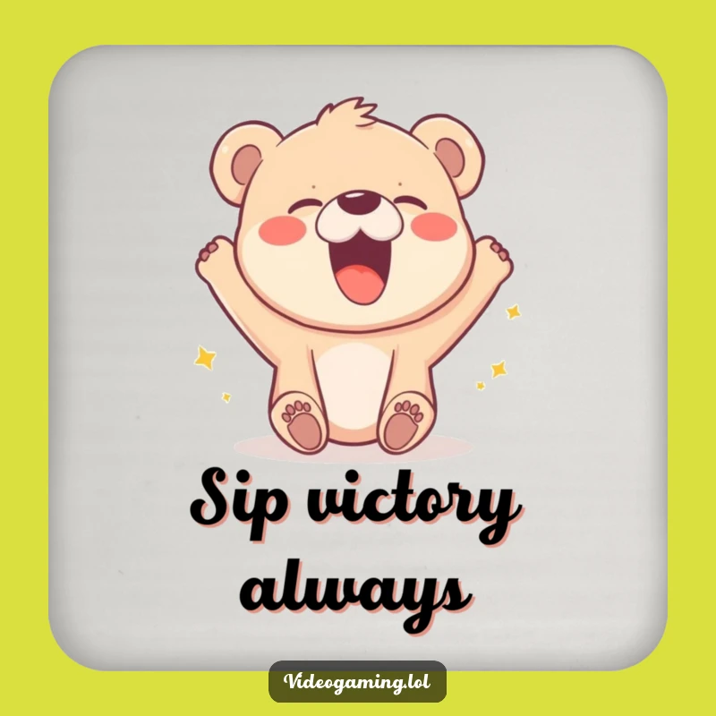 Funny Bear Cub Coaster: Protect Surfaces with Victory Laughs