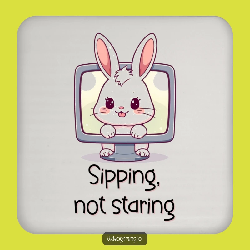 Funny Cheerful Rabbit Coaster: Hilarious Gamer Protection for Screen Time