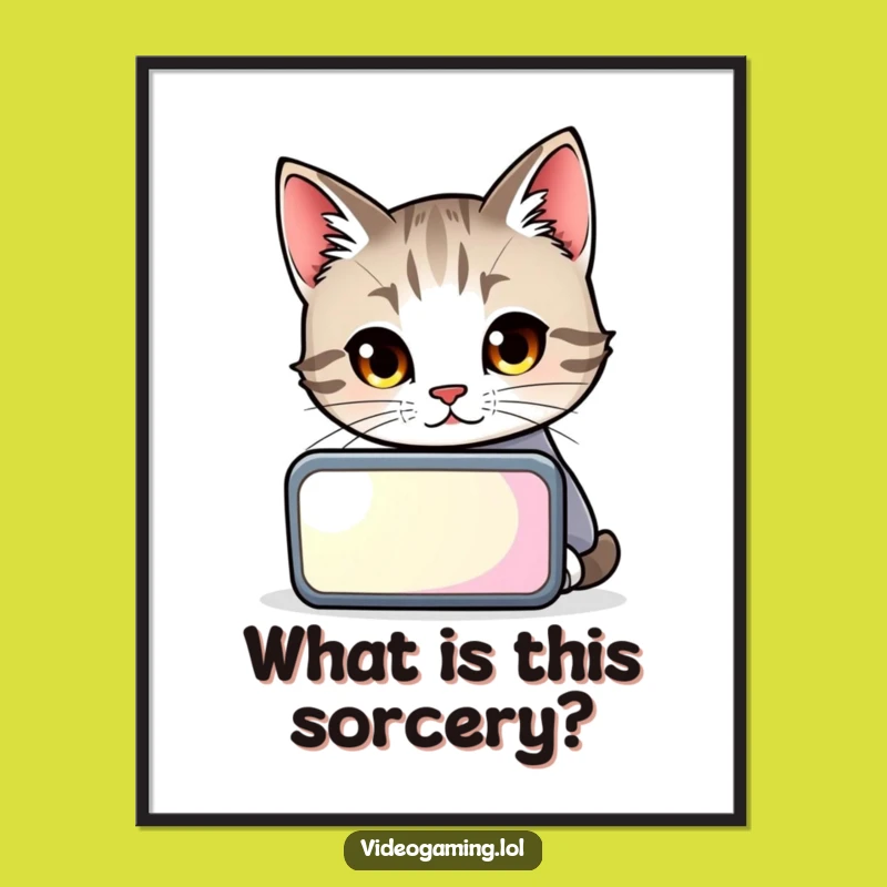 Funny Cat Gamer Poster: Curious Feline Art for Screen Lovers