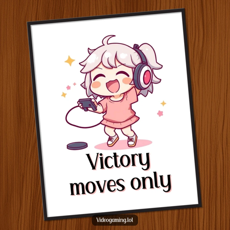 Funny poster art of a joyful character performing an energetic dance move, controller in hand, radiating fun.