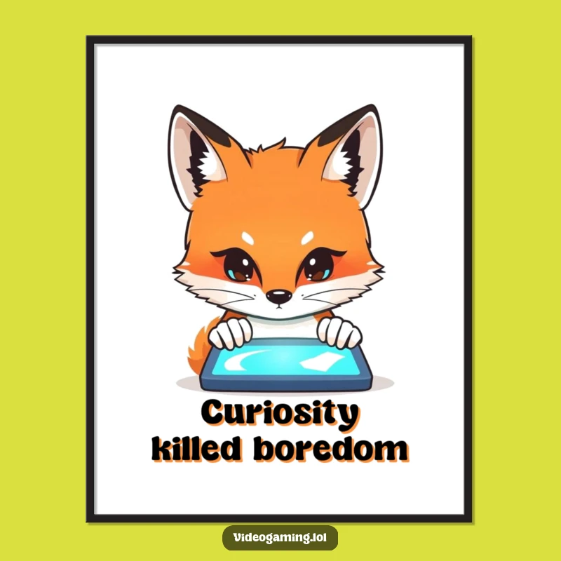 Funny Fox Screen Stare Poster: Intense Curious Fox Art for Your Wall!
