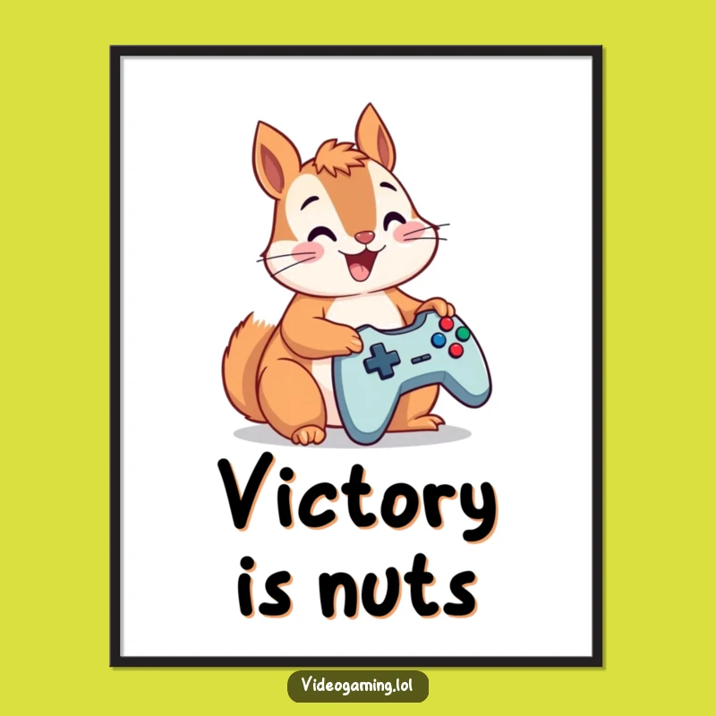 Funny Squirrel Gamer Poster: Hilarious Rodent Art for Game Room Decor
