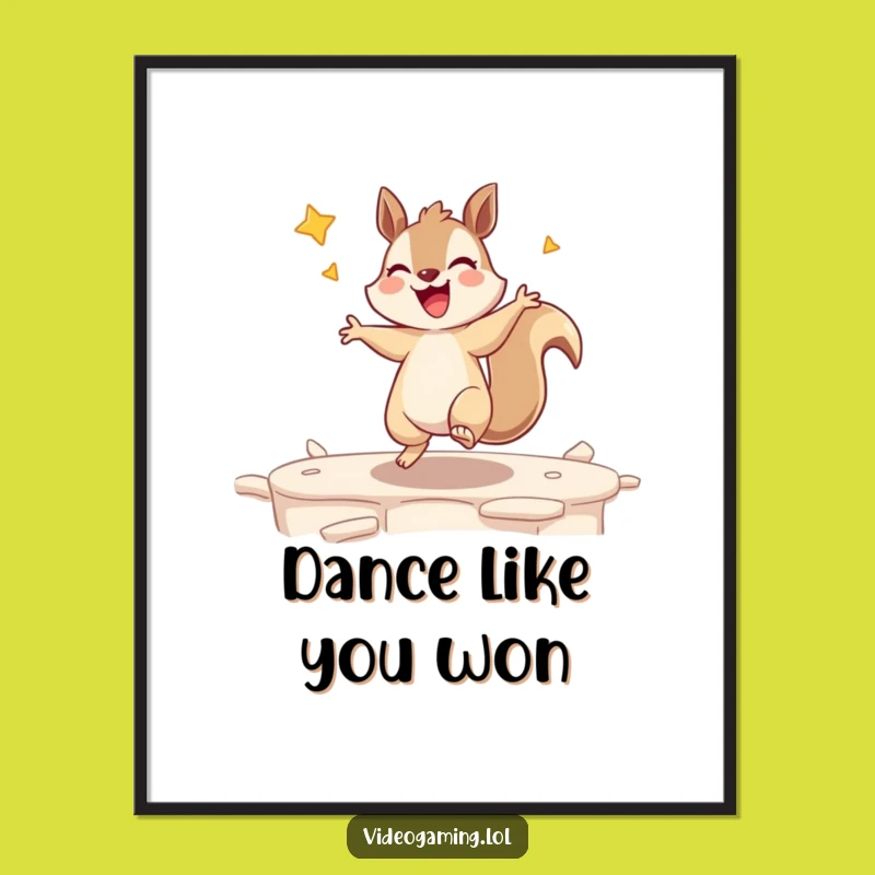 Funny Squirrel Victory Poster: Vibrant Art for Gamer Celebrations!