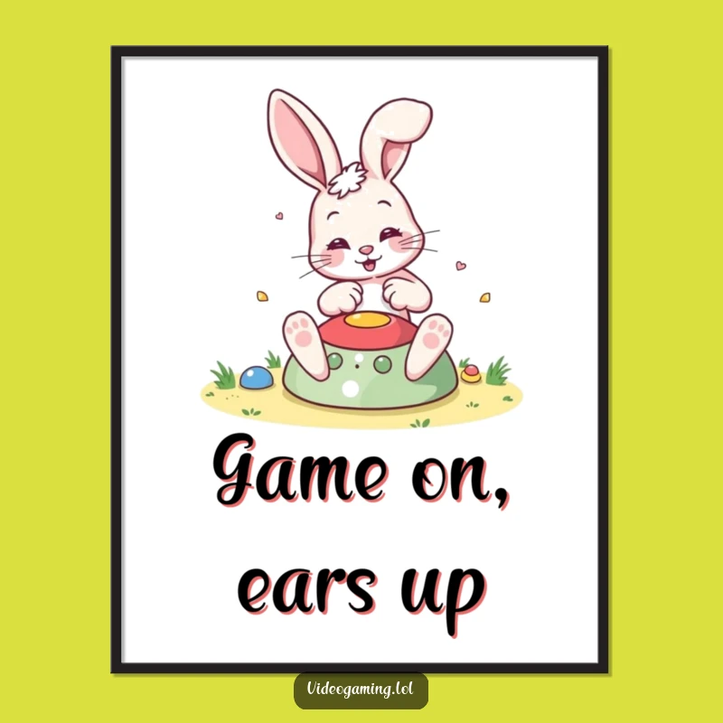 Funny Bouncing Bunny Poster - Vibrant Colorful Game Wall Art Gift