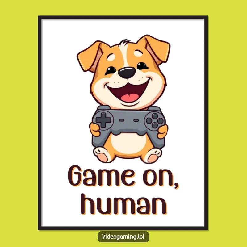 Funny Dog Poster: Gaming Champ Art, Funniest Funny Gift