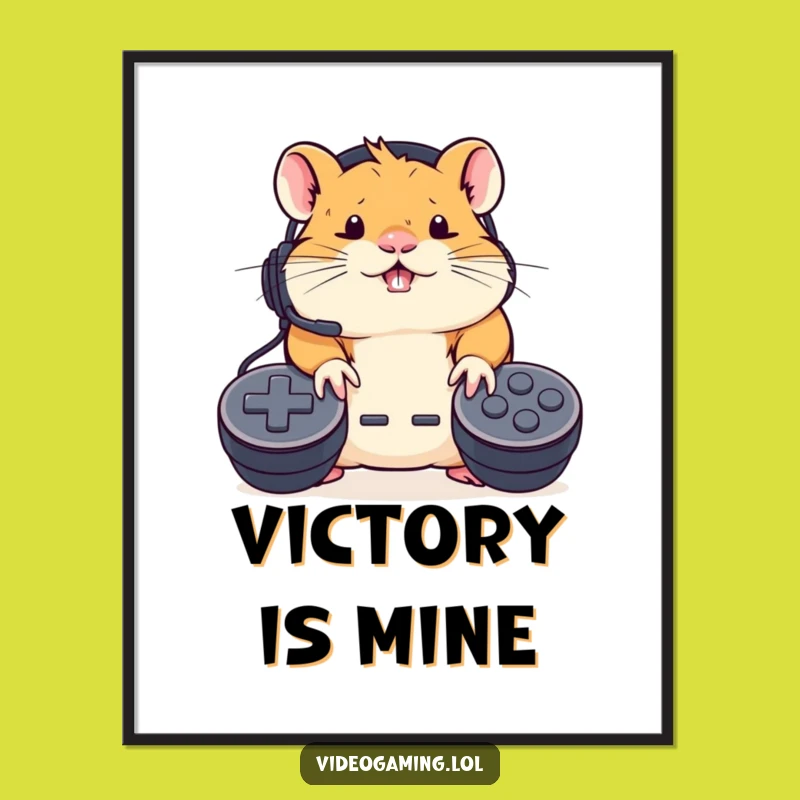 Funny Hamster Gamer Poster: Intense Controller Action Wall Art