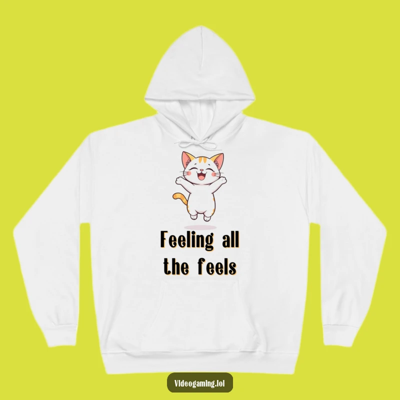 Funny Hoodie: Cozy Cat Jumping with Excitement, Your New Favorite Funny Gift