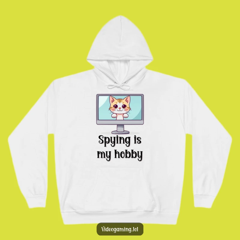 Funny Curious Cat Monitor Hoodie: Stay Cozy and Playful with This Hilarious Tech Wear