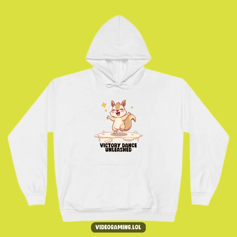 Funny Squirrel Win Hoodie: Cozy Celebration for Gamers!
