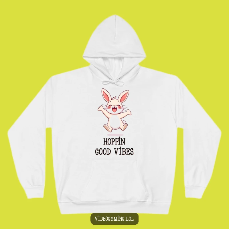 Funny Bunny Excitement Hoodie - Cozy Jumping Bunny, Warm Funny Gift for Him