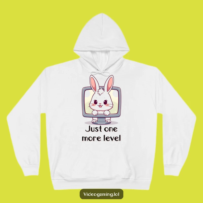 Funny Cheerful Rabbit Hoodie: Cozy Gamer Gear for Screen Addicts