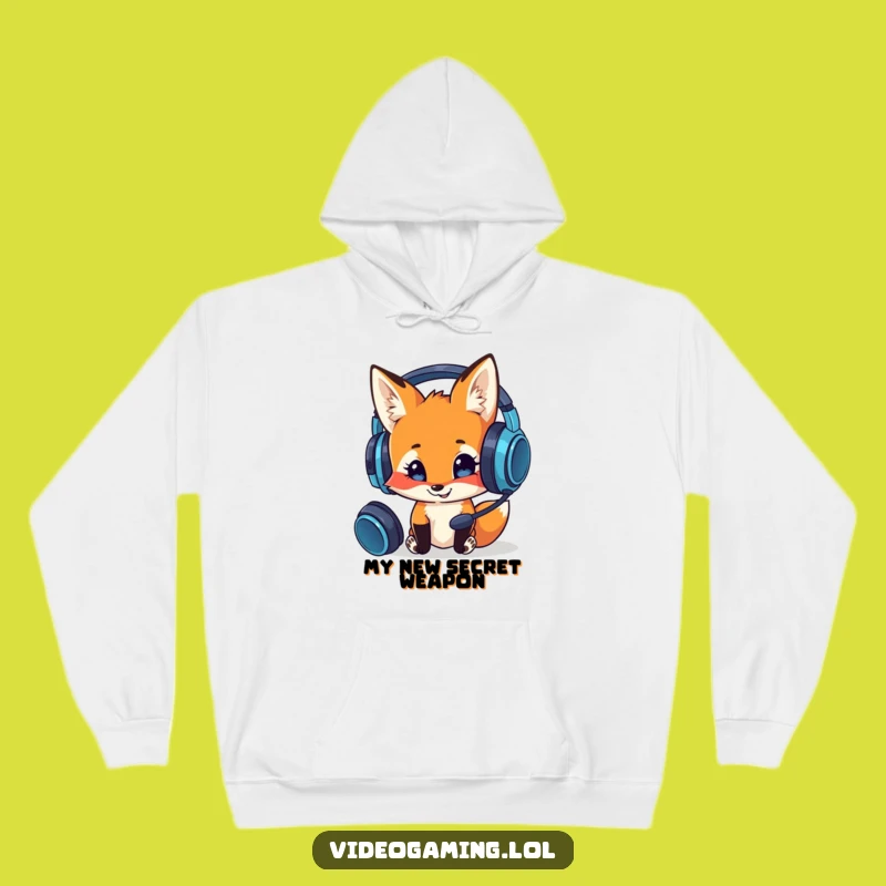Funny Curious Fox Hoodie: Cozy Gamer Gear for Headset Enthusiasts