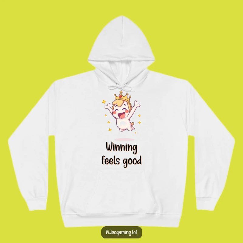 Funny Excitement Hoodie: Playful Character Leaping, Cozy and Funny Gift for Winners