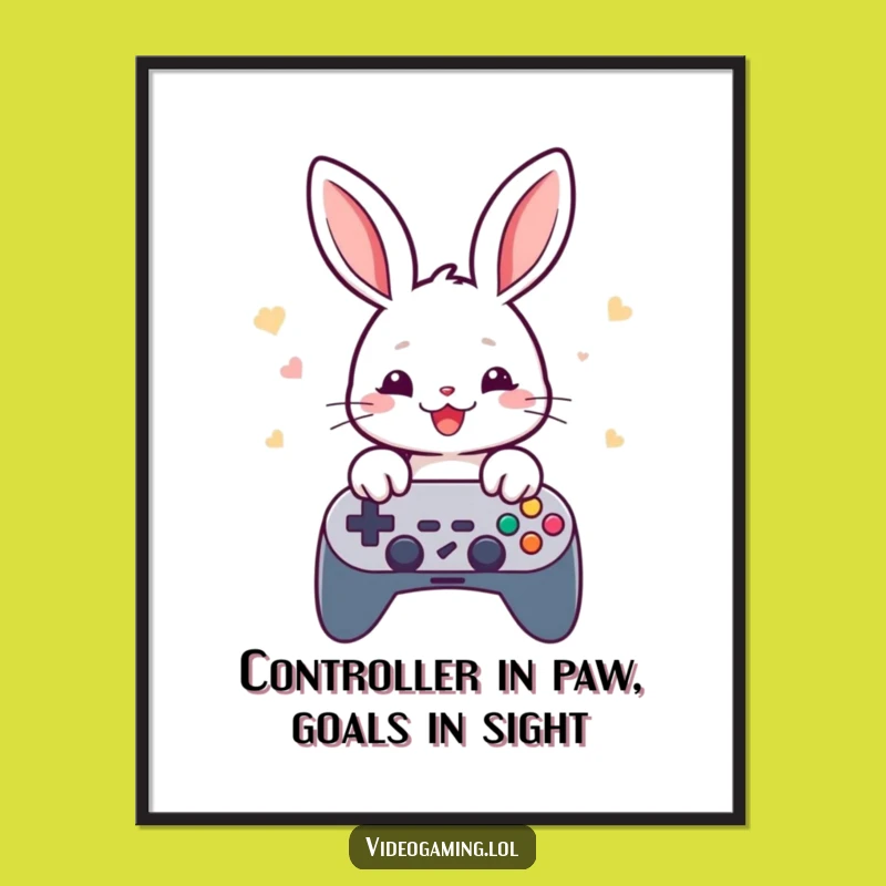 Funny Free Printable Rabbit Gaming Wall Art - Cheerful Downloadable Gamer Decor