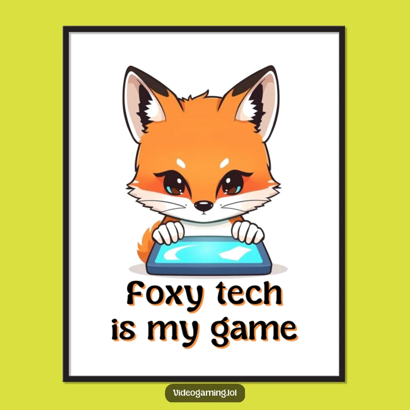 Free Printable Wall Art: Curious Fox Techie Vibes Downloadable Funny Decor