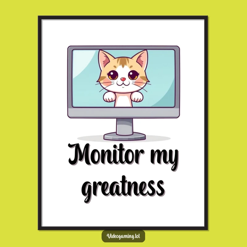 Free Printable Wall Art: Curious Cat Monitor, Funny Downloadable Art for Techy Homes