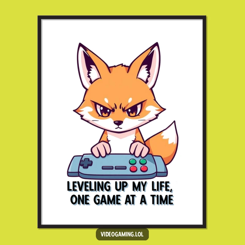 Funny Free Printable Fox Gaming Wall Art - Downloadable Intense Gamer Decor