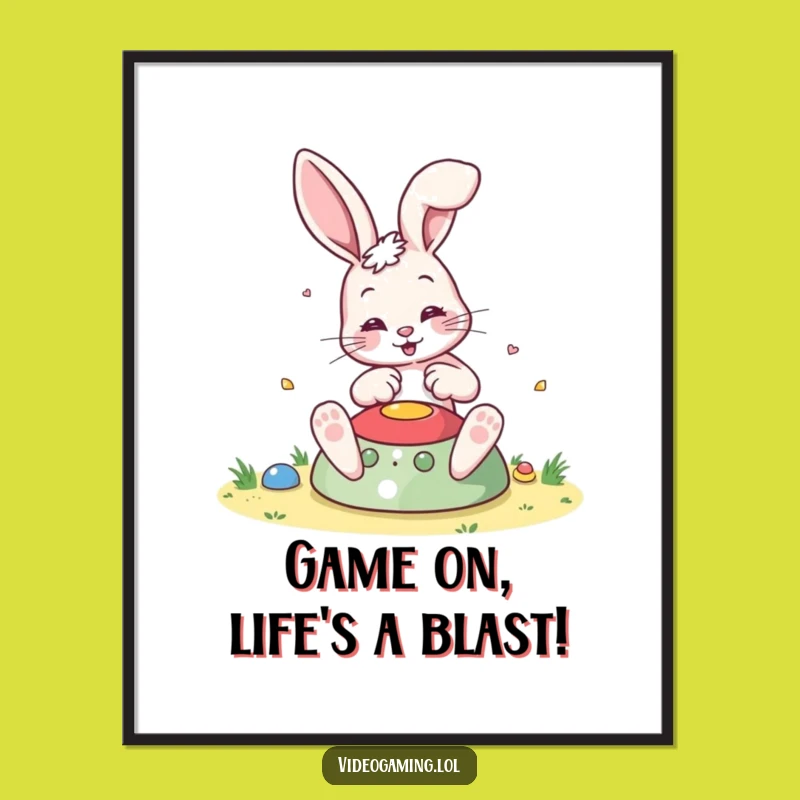 Funny Free Printable Wall Art: Bouncing Bunny Gamer Decor Downloadable Art