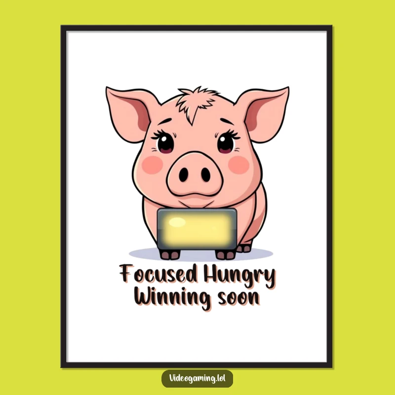 Funny Free Printable Wall Art: Determined Pig Gamer Decor Downloadable Art