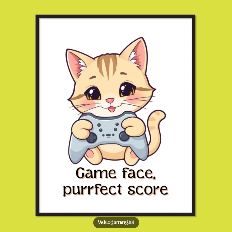 Free Printable Wall Art: Funny Cat Gamer - Downloadable Decor