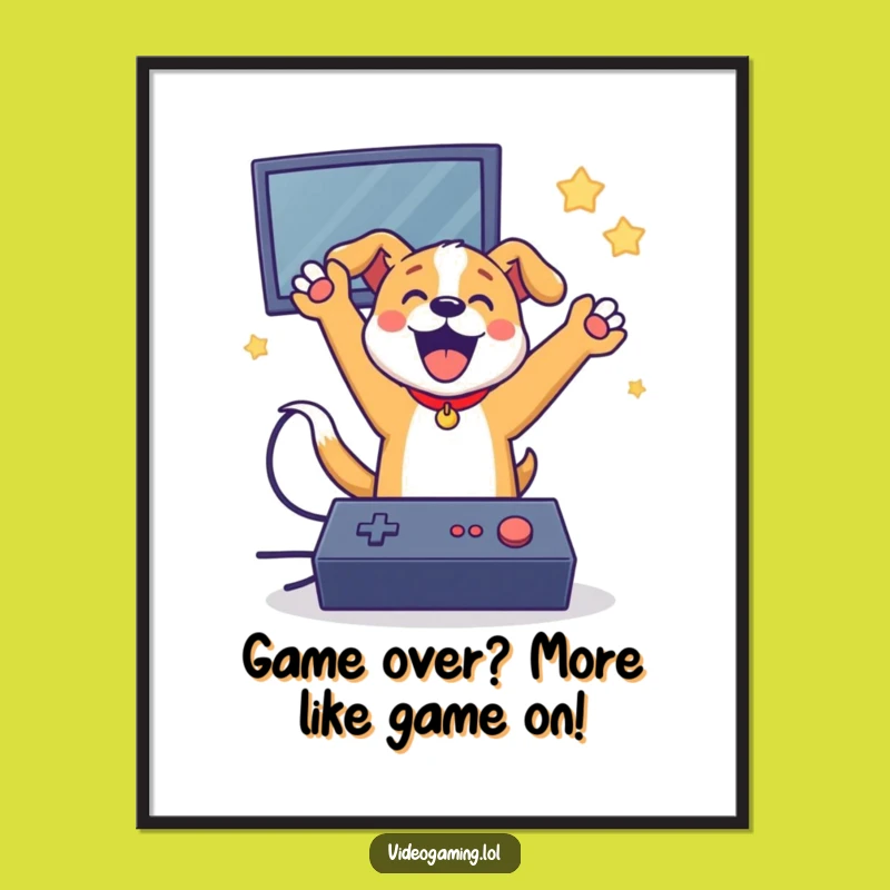 Funny Free Printable Dog Gaming Wall Art - Downloadable Gamer Decor Gift