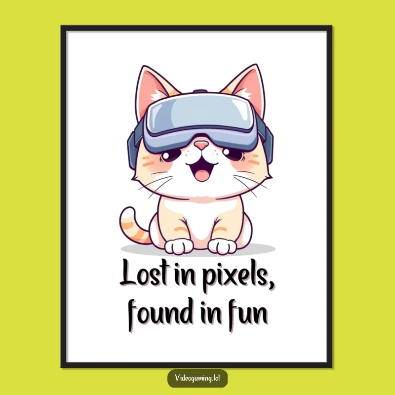 Free Printable VR Cat Wall Art: Hilarious Downloadable Decor for Gamers' Rooms
