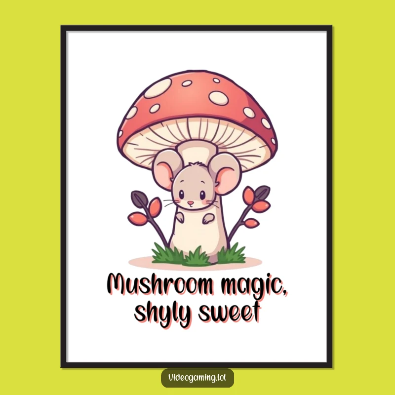 Free Printable Funny Mouse Wall Art: Shy Mushroom Pixel Art Download