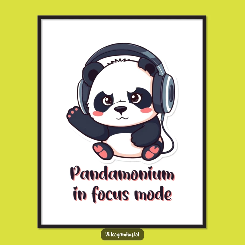 Free Printable Wall Art: Determined Panda Focus, Humorous Downloadable Decor for Study Spaces