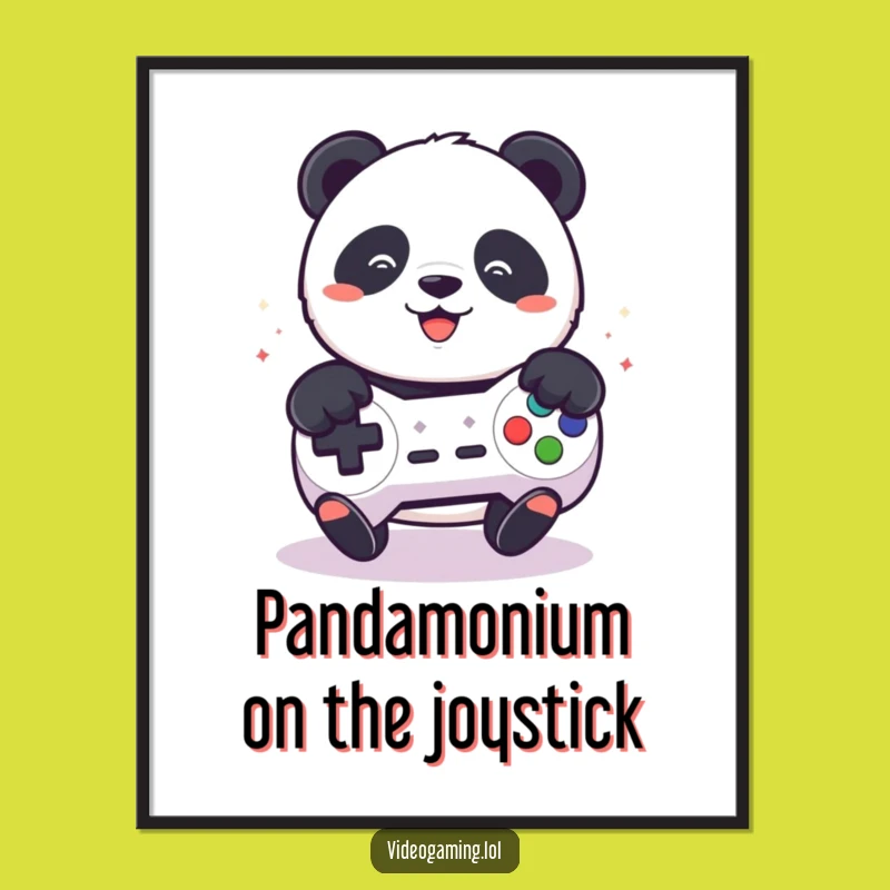 Funny Free Printable Wall Art: Panda Gamer, Downloadable Art for Fun