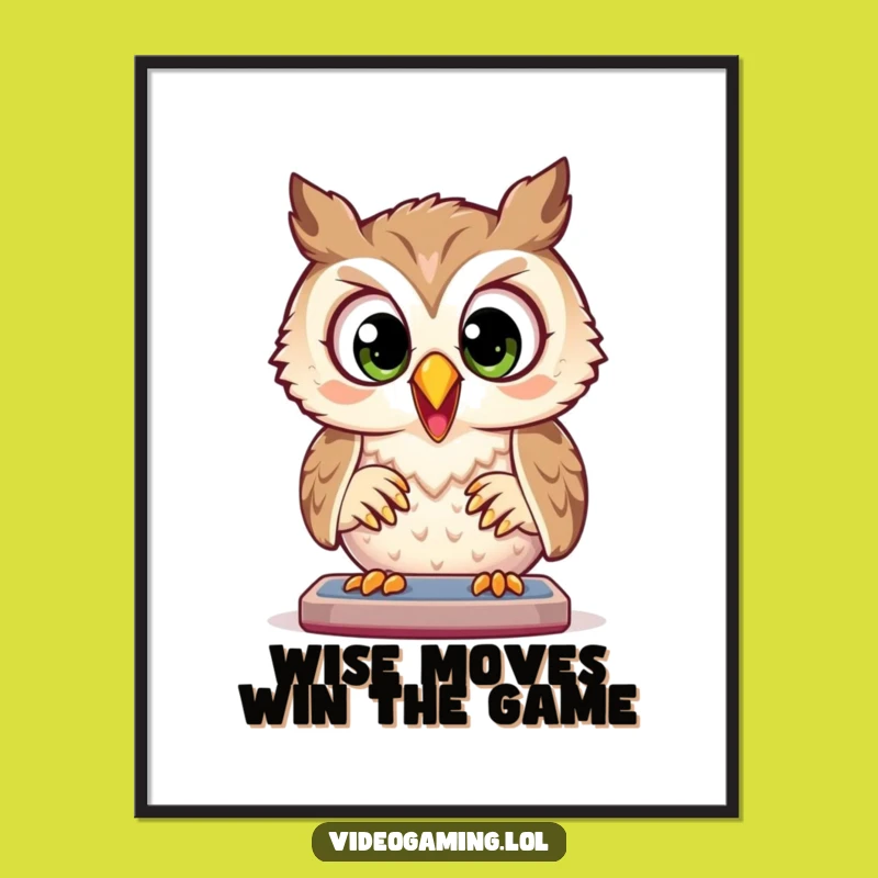 Free Printable Wall Art: Focused Owl Gamer, Hilarious Downloadable Art!