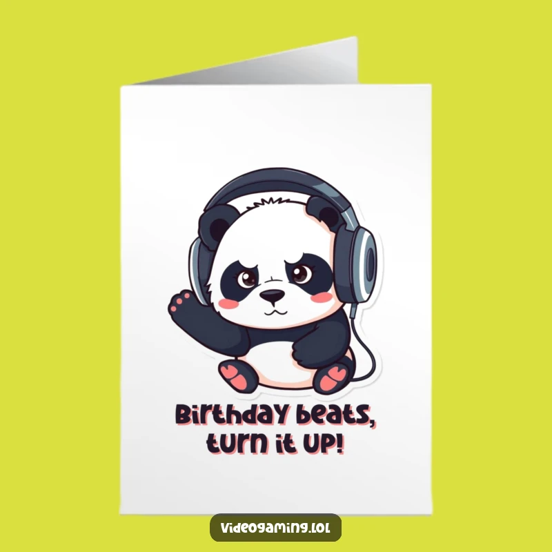 Free Printable Birthday Card: Focused Panda, Hilarious Downloadable Gift for Music Lovers