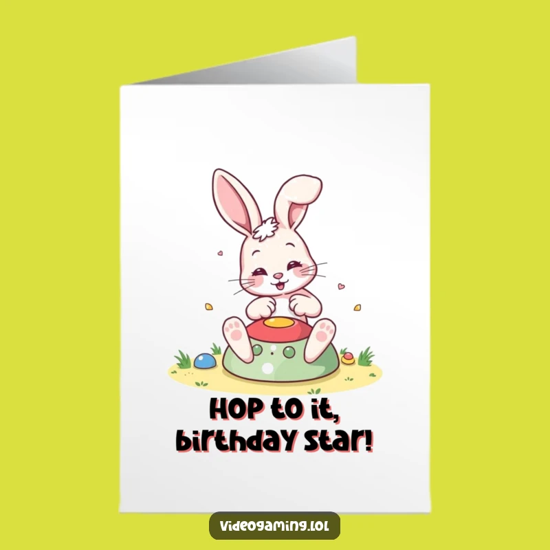 Free Printable Birthday Card: Funny Bouncing Bunny Gaming Fun Downloadable Gift