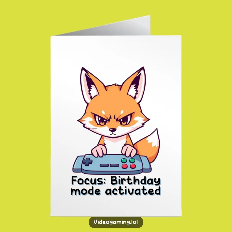 Free Printable Fox Gaming Birthday Card - Intense Downloadable Gamer Gift