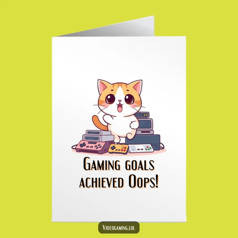 Free Printable Funny Birthday Card: Surprised Cat Gamer Fail - Downloadable Joke