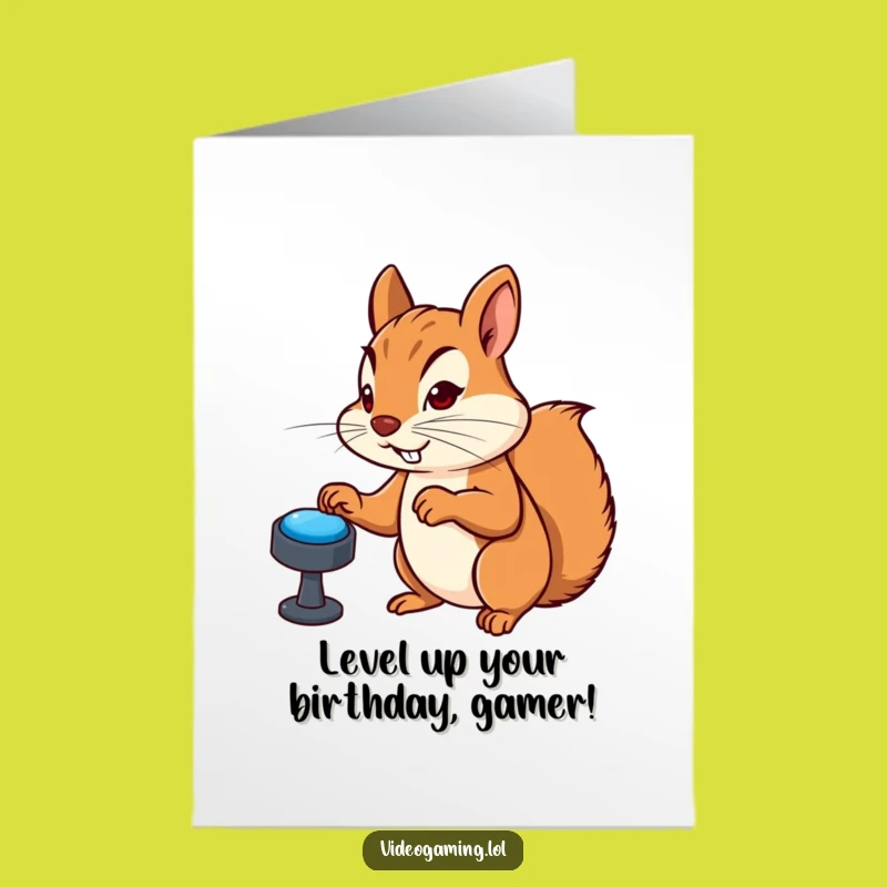 Free Printable Gamer Squirrel Birthday Card: Button Masher Downloadable Fun
