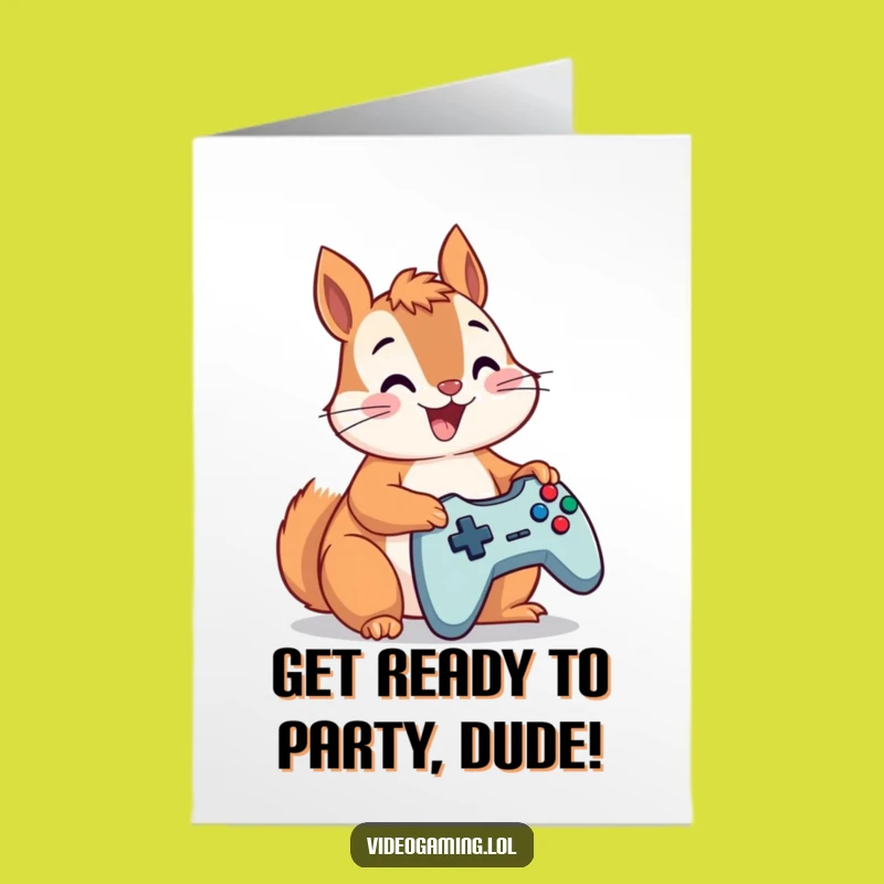 Free Printable Gaming Squirrel Birthday Card - Funny Downloadable Gift for Gamers!