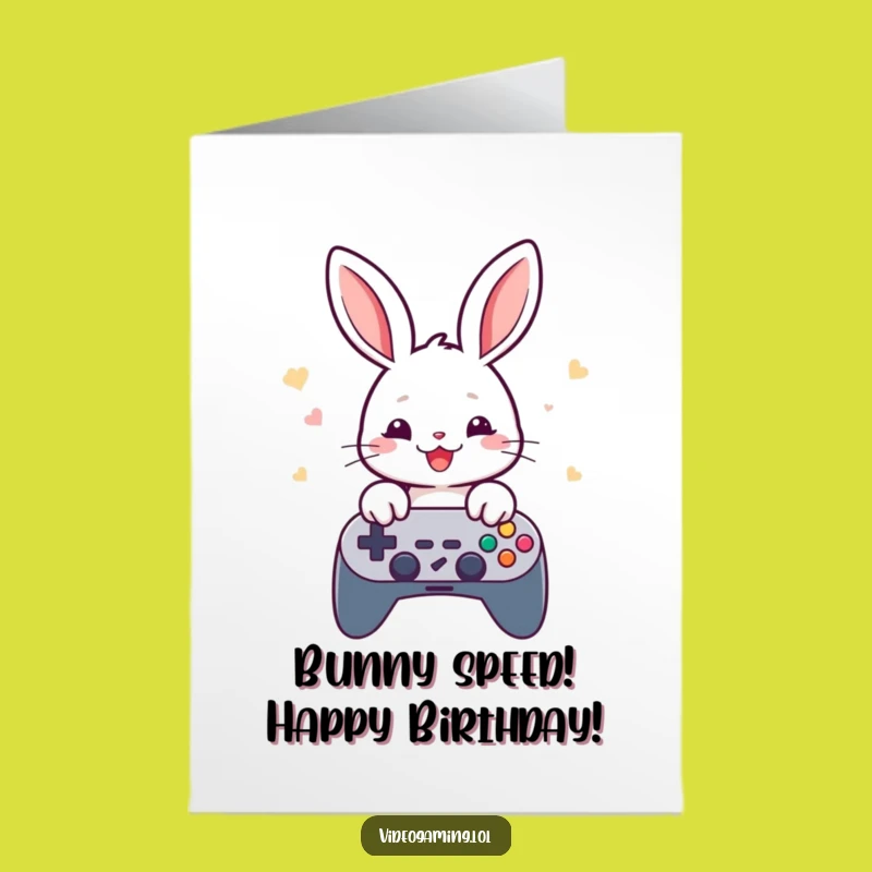 Free Printable Rabbit Gaming Birthday Card - Fast Fun Downloadable Gift