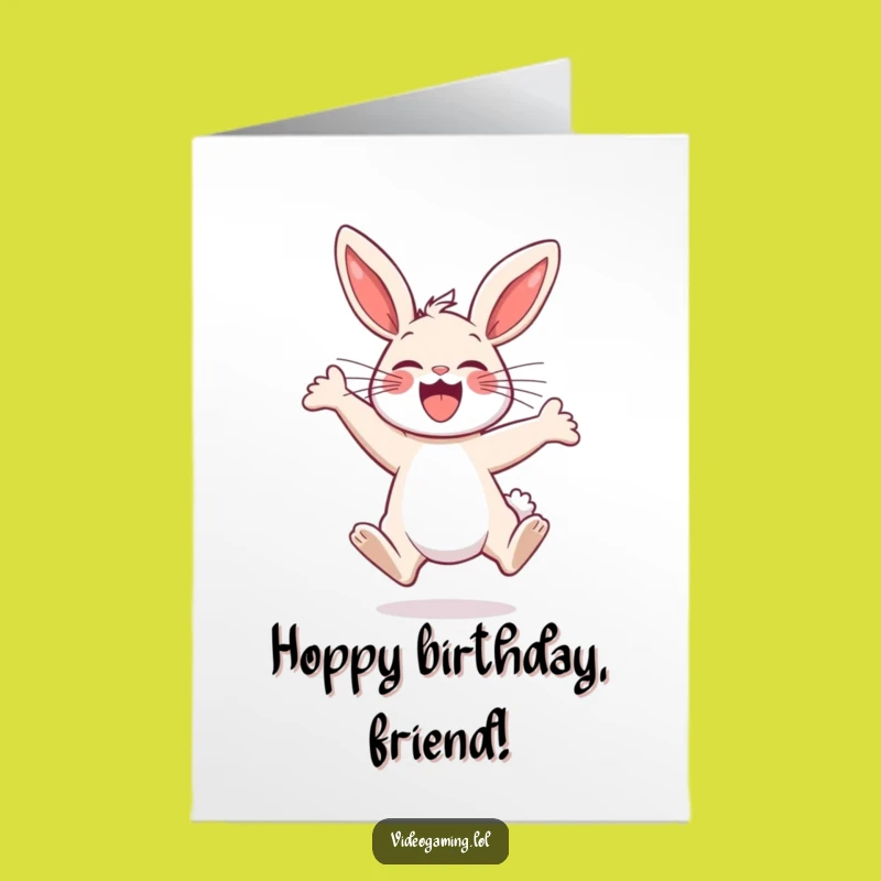 Free Printable Birthday Bunny Card: Hilarious Jumping Joyful Downloadable Gift for Her