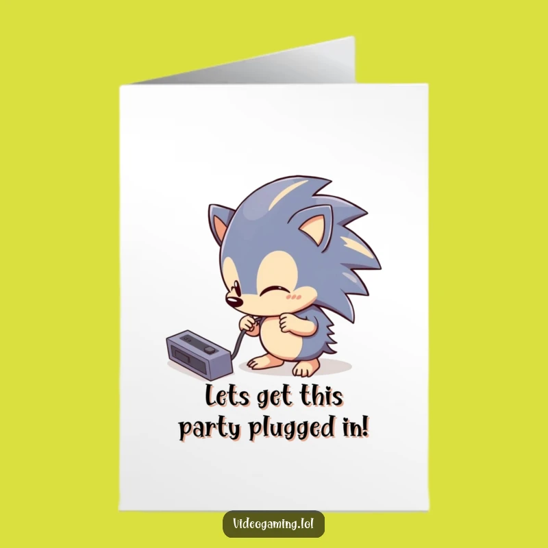 Free Printable Birthday Card: Tech Hedgehog - Funny Downloadable Gift