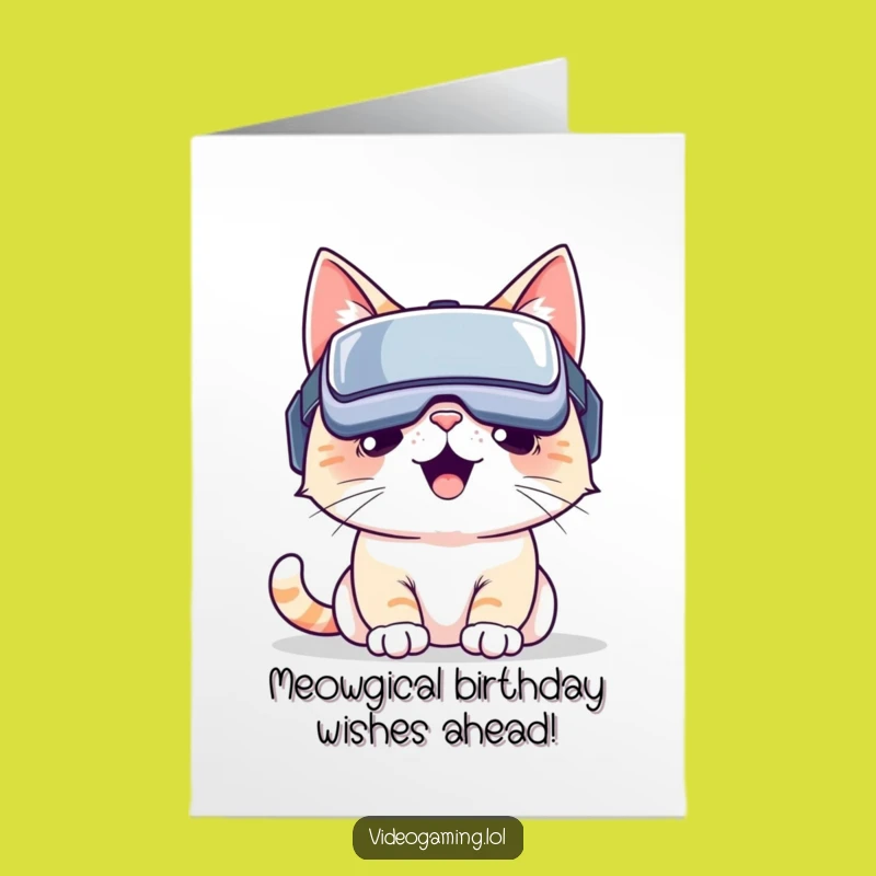 Free Printable VR Cat Birthday Card: Hilarious Downloadable Gift for Gamers