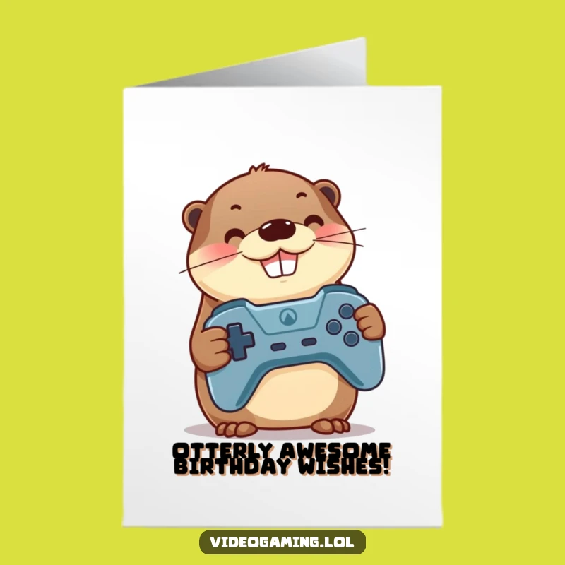 Free Printable Birthday Otter Gaming Card: Funny Otter Gamer Downloadable Gift for Him