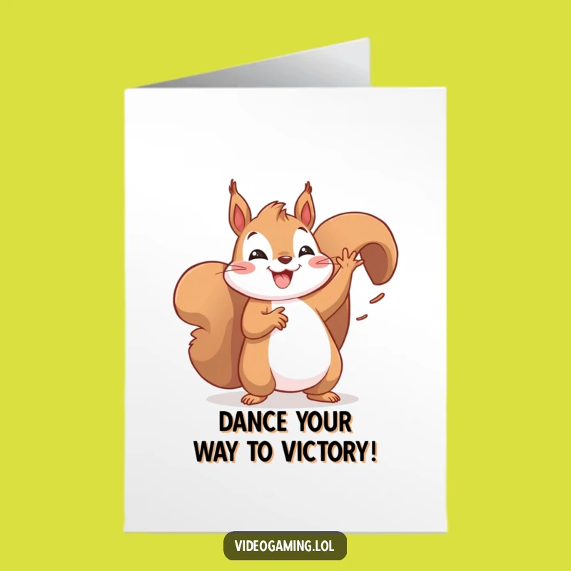 Free Printable Congrats Card: Dancing Squirrel Win Funny Downloadable Gift