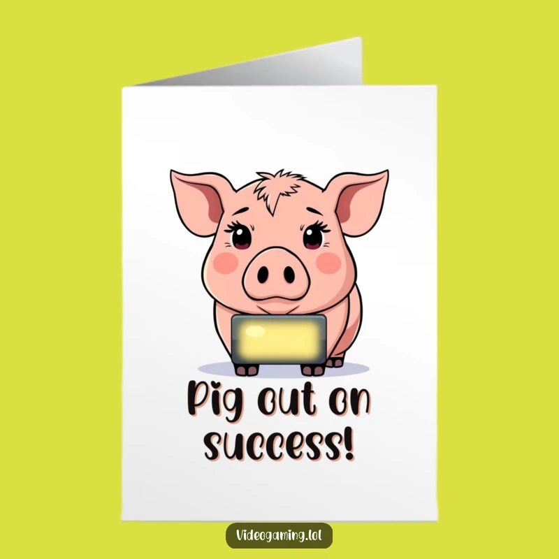 Free Printable Congrats Card: Pig's Victory Captured Downloadable Gift