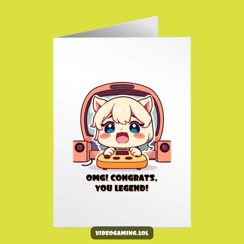 Free Printable Congrats Card: Shocked Gamer Victory Downloadable!