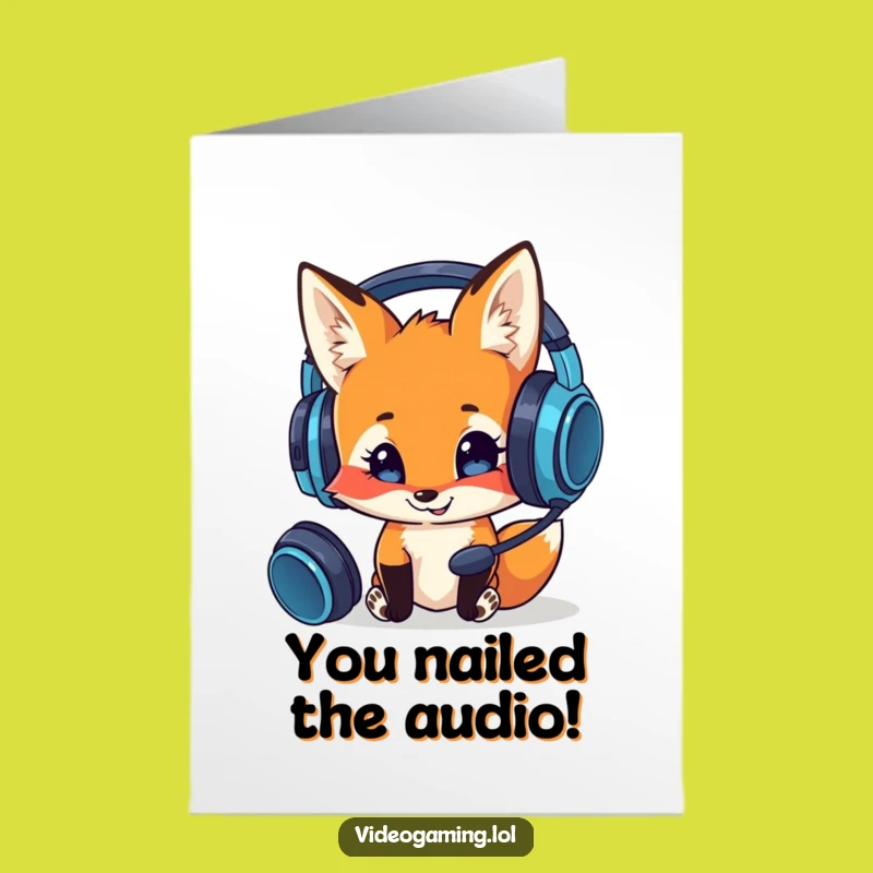 Free Printable Funny Congrats Card: Fox Gamer's Setup - Downloadable Witty Message