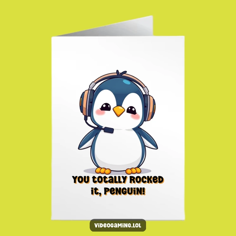 Free Printable Penguin Gaming Congrats Card - Goofy Downloadable Victory Gift